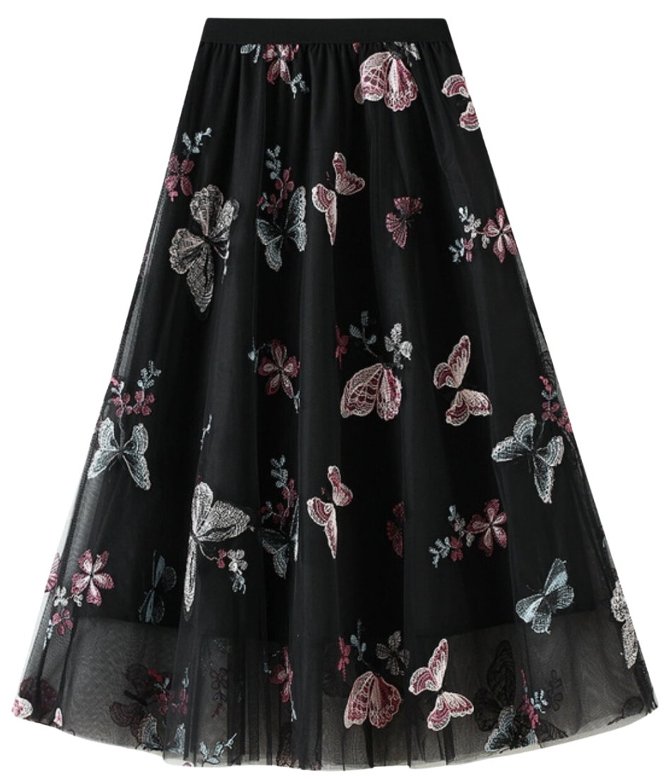 idem イデムvolume tulle butterfly dot skirt volume tulle butterfly dot skirt – idem