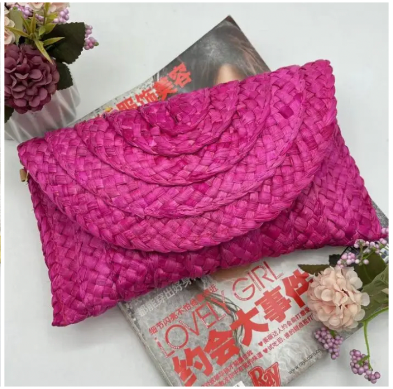 AllNatural Straw Clutch Bag Hope Flower Farm