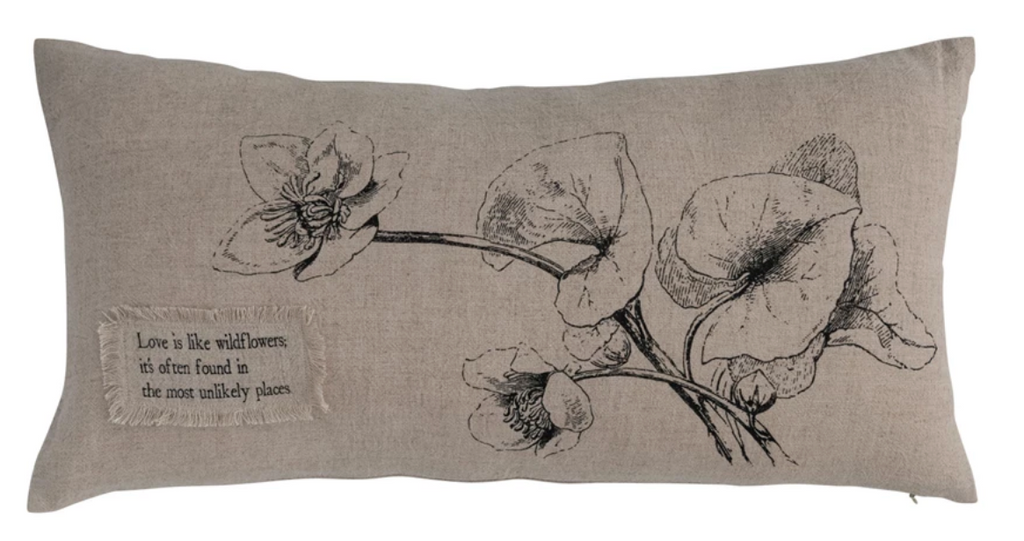 Linen Blend Printed Lumbar Pillow