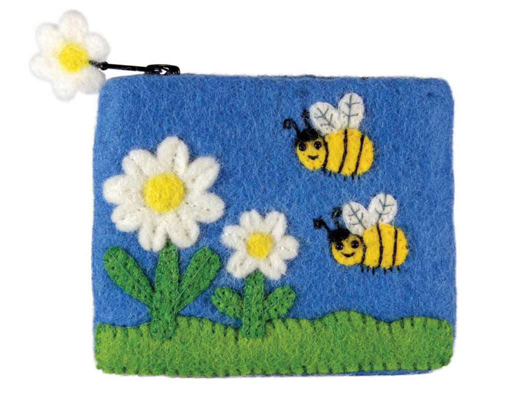 Bees and Flowers Felt Coinpurse