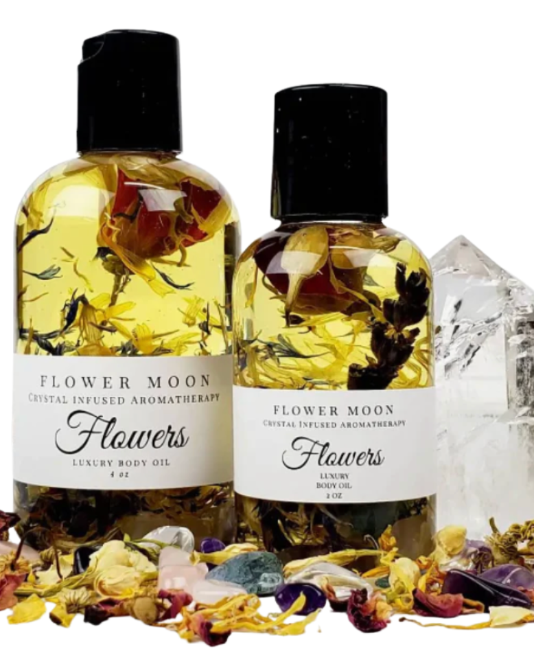 Flowers, Crystal-Infused Botanical Aromatherapy Body Oil
