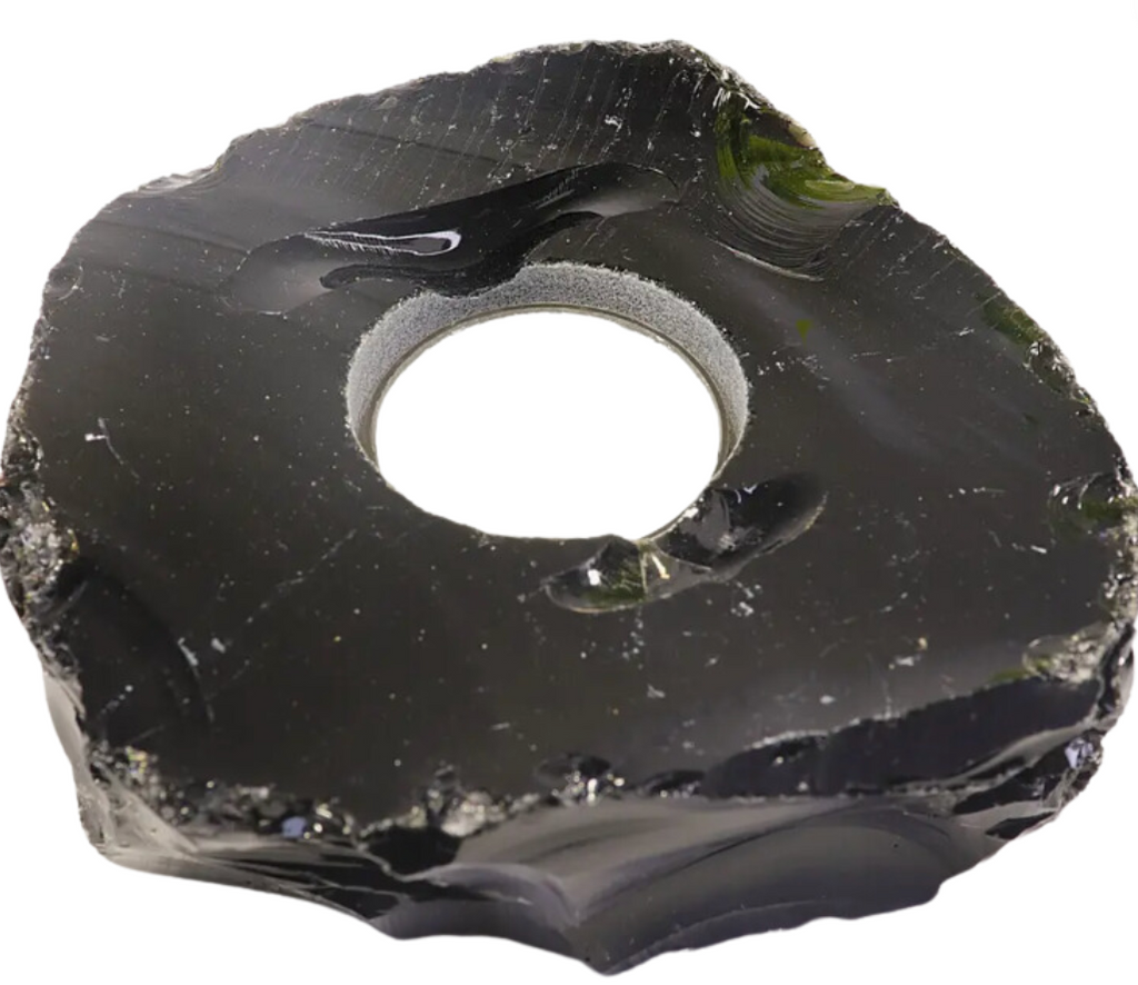 Black Obsidian Candle Holder- Obsidian Votive T-Light Holder