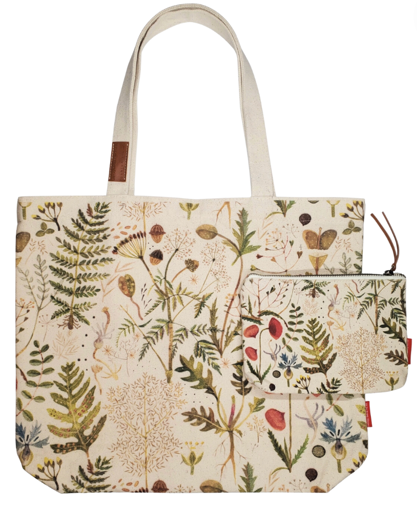 Tote Bag Canvas  -Greens and Flowers