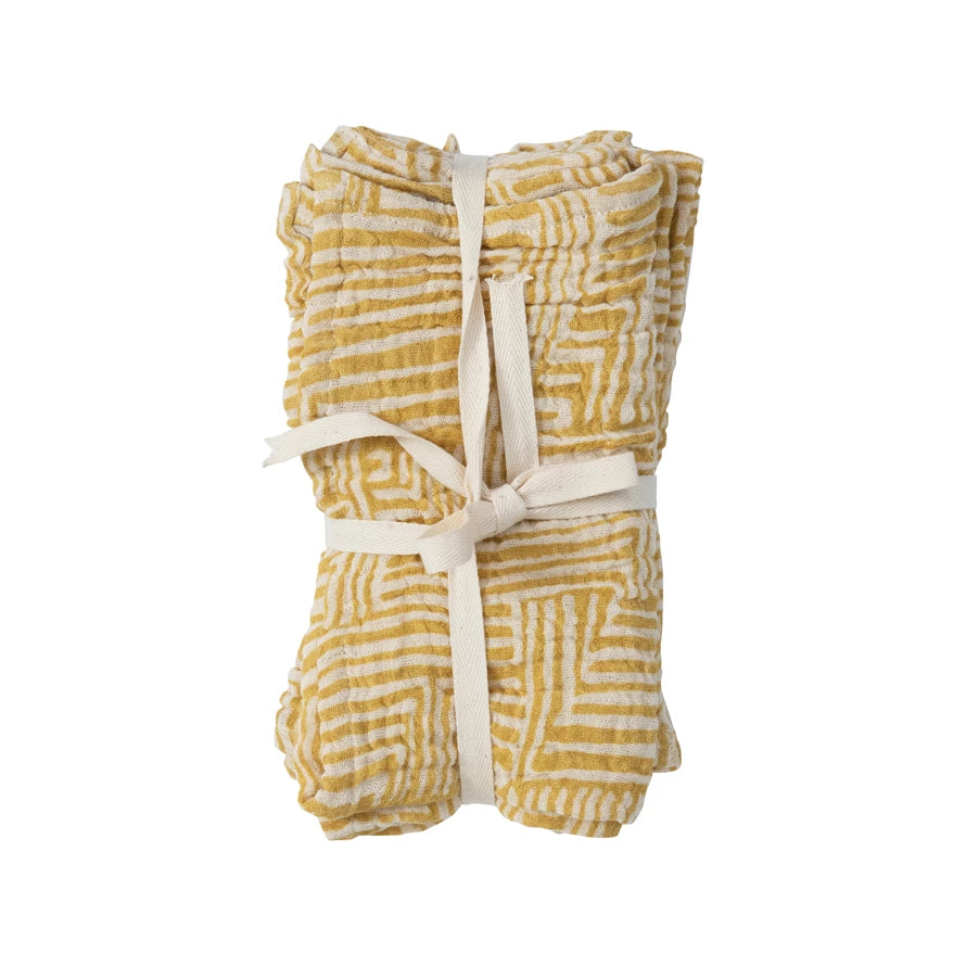 Cotton Napkins with Kuba Cloth Pattern, Set of 4