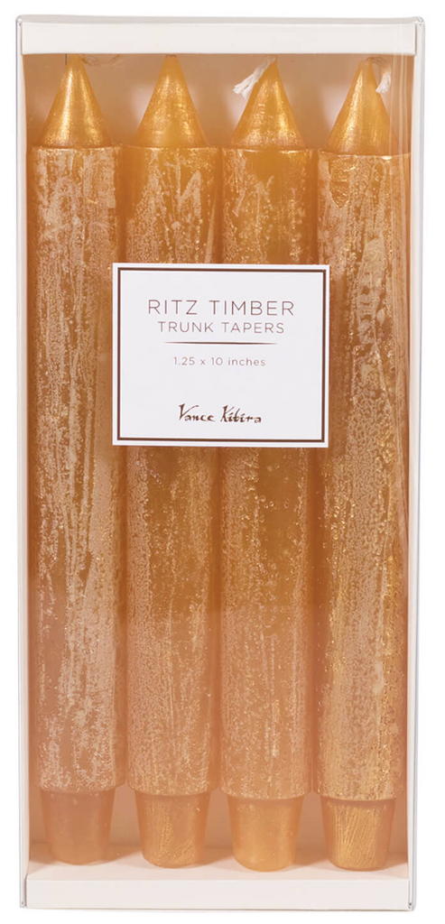 "RITZ" TIMBER TAPER Set/4 10"H GOLD